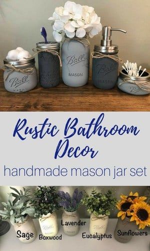 Kid Bathroom Decor, Primitive Bathrooms, Mason Jar Bathroom, Cotton Decor, Rustic Mason Jars, Jar Decor, Rustic Bathroom Decor, Rustic Farmhouse Kitchen, Rustic Bathrooms