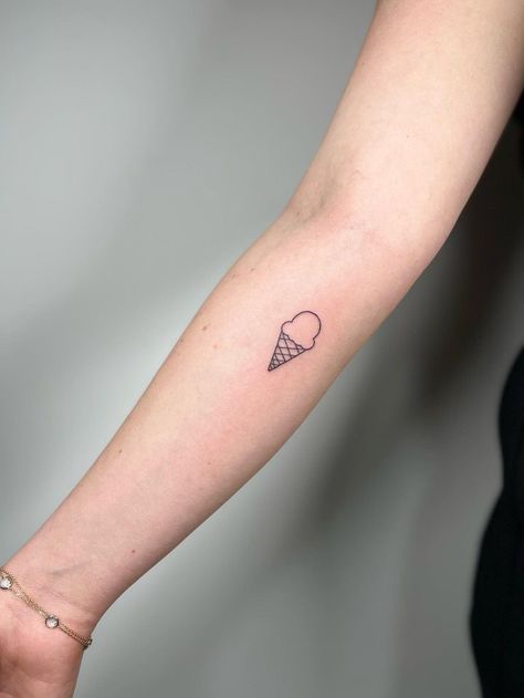 Ice Cream Sandwich Tattoo, Soft Serve Ice Cream Tattoo, Small Ice Cream Cone Tattoo, Ice Cream Cone Tattoo Simple, Ice Cream Cone Tattoo, Dessert Tattoo, Pop Tattoo, Cone Tattoo, Ice Cream Tattoo