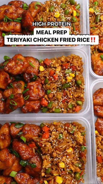 Healthy Dinner Prep, Teriyaki Fried Rice Recipe, Fried Rice Meal Prep, Teriyaki Chicken Fried Rice, Zack Chug, Protein Meal Prep, High Protein Meal, High Protein Meal Prep, Healthy High Protein Meals