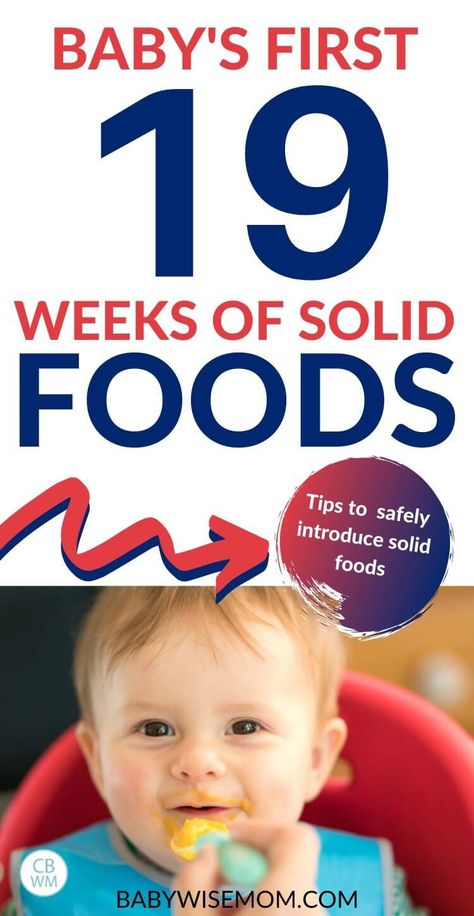 Baby's first 19 weeks of solid foods. If you want to introduce solids to your baby in a more random order than a systematic order, read this post for important tips. #babyfood #solidfoods #feedingbaby Baby Food Introduction Chart, Introduce Solids To Baby, Food Chart, Baby First Foods, Baby Finger Foods, Introducing Solids, Help Baby Sleep, Homemade Baby Foods, Solids For Baby