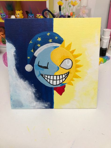 Five Nights At Freddy's Painting, Fnaf Painting Ideas, Fnaf Painting, Sunrise And Moondrop, Painting Gifts, Small Canvas Paintings, Cute Canvas Paintings, Canvas Painting Designs, Cute Canvas