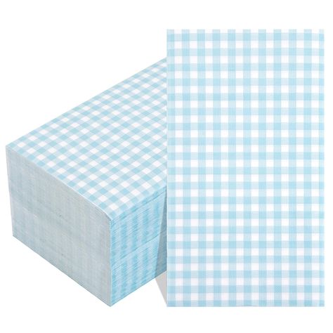 PRICES MAY VARY. BLUE GINGHAM NAPKINS SERVE 150: Blue and white checkered napkins includes 150 Dinner napkins featuring blue and white plaid with a blue and white border! These baby blue napkins will definitely enhance your table and impress your guests. HIGH QUALITY: Baby blue napkins disposable are made from high quality materials that are soft and absorbent. Made of 3 layers of high quality thick paper combined APPLICABLE OCCASIONS:These gingham napkins paper can be used for guests in caterin Bbq Birthday, Golf Theme Party, Baby Q Shower, Lobster Dinner, Gingham Napkins, Picnic Bbq, Birthday Bbq, Blue Napkins, Blue And White Gingham