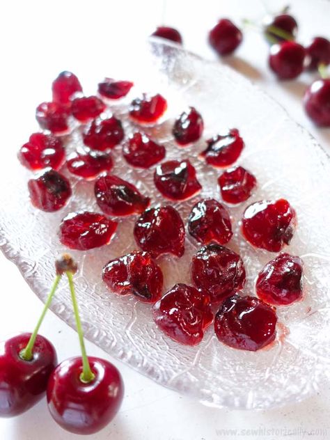 Candied Cherries Recipe Candied Cherries Recipe, Candied Fruit Recipes, Candied Cherries, Canned Cherries, Candy Recipes Homemade, Cherry Candy, Cherry Recipes, Candied Fruit, Homemade Candies