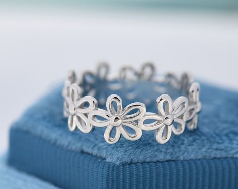 Forget Me Not Jewelry Sterling Silver, Forget Me Not Flower, Silver Flower Ring, Simple Hoop Earrings, Whimsical Jewelry, Silver Polish, Floral Ring, Jewelry Workshop, Infinity Ring