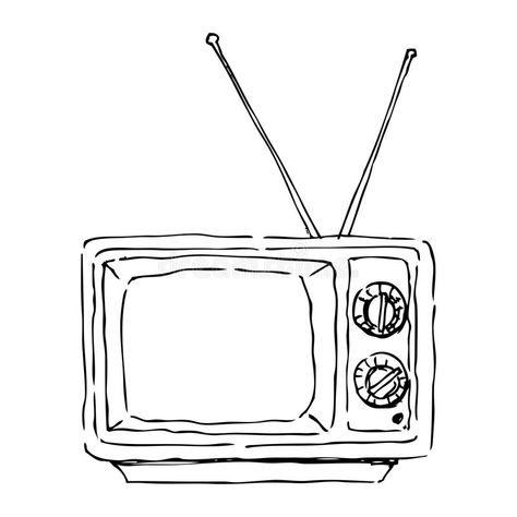 Old tv. Sketch illustration of an old tv. This is the black and white version. U #Sponsored , #paid, #Sponsored, #Sketch, #version, #white, #tv Old Tv Tattoo Design, Retro Tv Tattoo Simple, Old Fashioned Tv Drawing, Old School Tv Tattoo, Box Tv Drawing, Static Tv Tattoo, Crt Tv Tattoo, Old School Tv Drawing, Old Tv Sketch