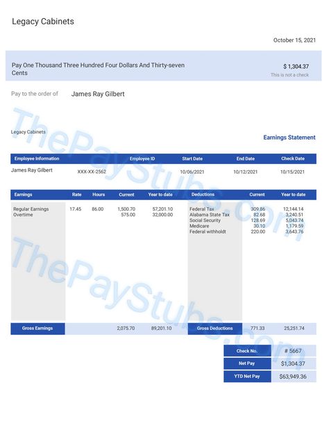 Customize & Review Your Stub | The Pay Stubs Insurance Printable, Payroll Template, Two Dollars, Id Card Template, Party Organization, Templates Free Design, Alabama State, Bank Statement, Year Of Dates