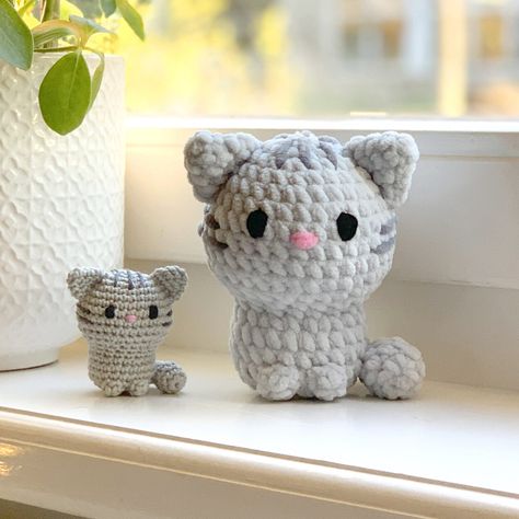 Diy Fluffies, Kat Haken, Cat Crochet, Easy Crochet Animals, Crochet Cat Pattern, Cat Amigurumi, Pola Amigurumi, Easy Crochet Projects, Crochet Animals Free Patterns