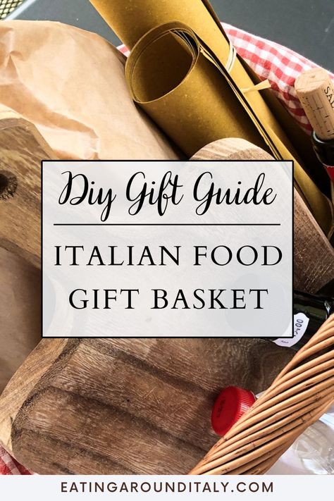 Learn how to make your own Italian food gift basket from scratch this holiday season. Click on to learn how to how to make an Italian food gift basket from scratch, who these gift baskets are best for, how to create one and present it well, Italian food items that can be chosen based on your budget or recipient and how best to personalize the basket for your friends, family, and clients. Italian Gift Basket Ideas Diy, Pasta Gift Basket Ideas Diy, Meal Gift Basket Dinners, Italian Basket Gift Ideas, Diy Pasta Gift Basket, Pizza Gift Basket Ideas, Pasta Gift Basket Ideas, Italian Gift Basket Ideas, Italy Gift Basket