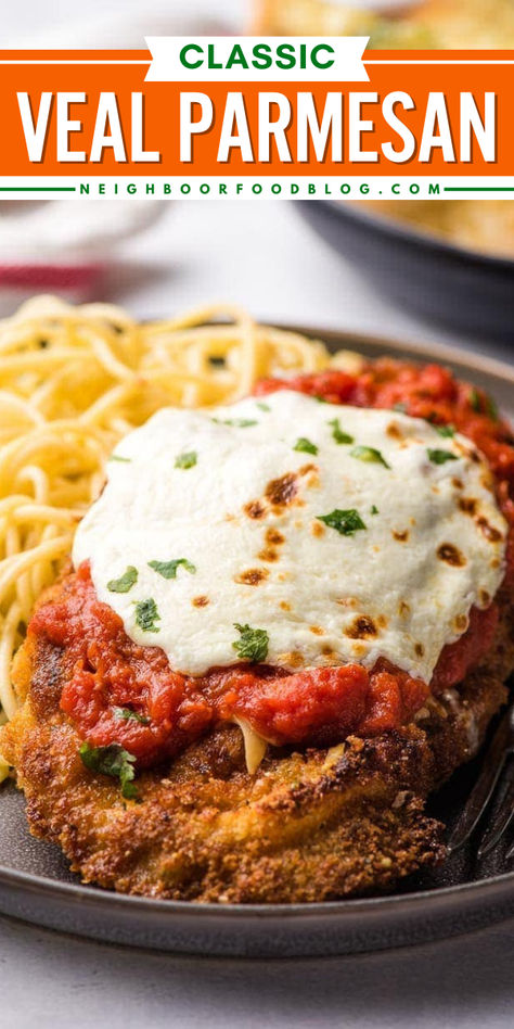 Nothing compares to this classic veal parmesan recipe! This yummy comfort food dinner starts with breaded veal cutlets. Combined with tomato sauce, Parmesan, and mozzarella, this baked veal parmigiana is an incredible meat main dish!