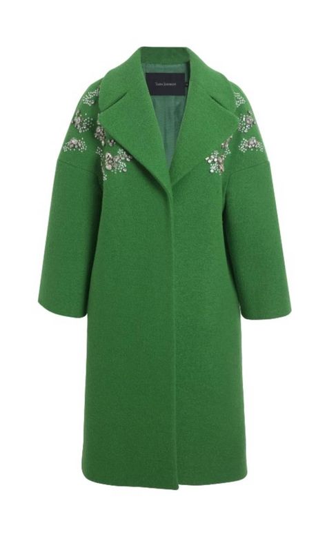 Manteau femme Tara Jarmon  - 40 manteaux pour passer l’hiver au chaud  - Elle Long Green Coat, Embroidered Coat, Tara Jarmon, What To Wear Today, Green Coat, Long Sleeves Coats, Western Dresses, Bag Dress, Outerwear Coats