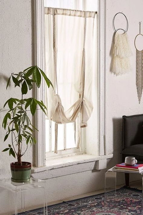 Cheap Roman Shades, Urban Outfitters Curtains, Shade Curtain, Tie Up Shades, Teen Girl Bedroom Ideas, Boho Space, Shade Ideas, Girl Bedroom Ideas, Registry Ideas