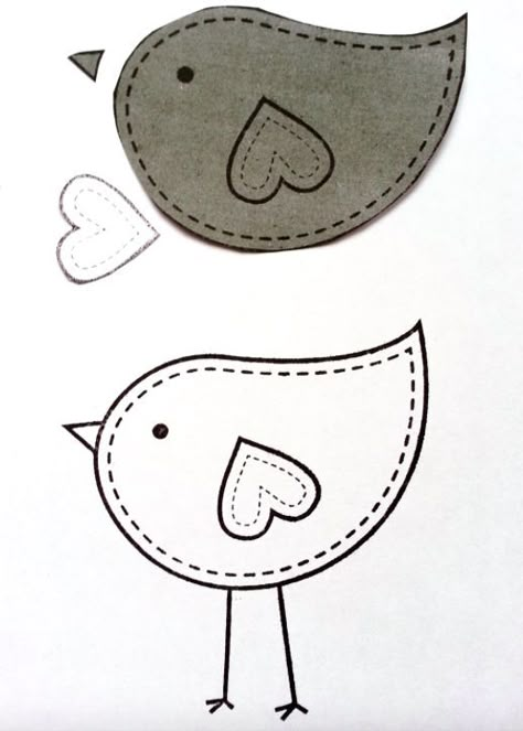 Felt Birds Ornaments, Bird Embroidery Pattern, Bird Template, Fabric Cards, Applique Templates, Free Motion Embroidery, Red Robin, Applique Quilting, Pola Sulam