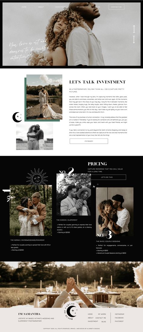 Photographer Website. About Me Page. Design Co. Website Design. Modern Design. Small Biz. Design. Website Layout. Collage. Web Collages. Personal Branding. Personal Brand. Destination Photographer. Adventure Photography. Branding Inspo. Branding Inspiration. Dark Branding. Dark Color Theme. Rebrand Ideas. Website. By Alisaebth Designs. Unique Website Design Inspiration, Modern Photography Website Design, Vintage Website Design Inspiration, Website Inspo Layout, Photographer Website Design Inspiration, Dark Branding Design, Photography Web Design, About Me Website Page, Masculine Website Design