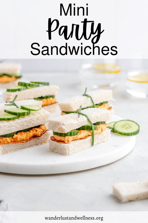 Sandwiches For A Party, Mini Sandwich Appetizers, Mini Sandwiches Recipes, Tiny Sandwiches, Sandwich Catering, Good Foods, Appetizer Sandwiches, Mini Croissants, Easy Sandwich Recipes