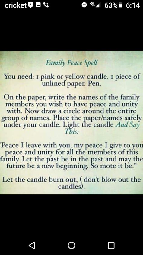 Spells For Family Harmony, Spell To Bring Peace To Family, Spell For Family Harmony, Peaceful Home Spell, Peace Spell, Spell For Inner Peace, Spells For Peace And Harmony, Peace Witchcraft, Family Reconciliation Spell