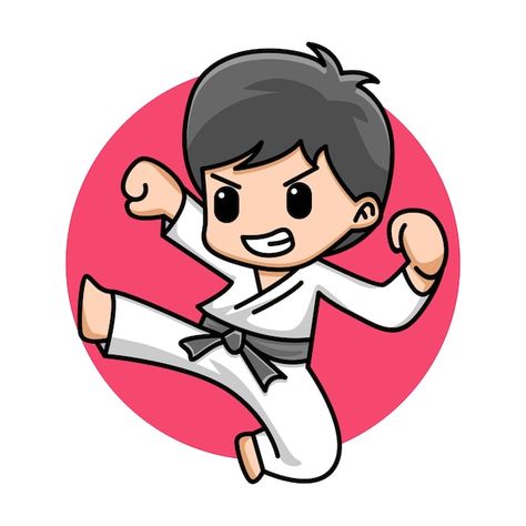 Cute boy karate cartoon illustration | Premium Vector #Freepik #vector #active-people #karate #martial-arts #black-man Karate Cartoon, Karate Boy, Funny Vinyl Decals, Boys Night, Simple Character, Boy Drawing, Cartoon Boy, Cute Couple Cartoon