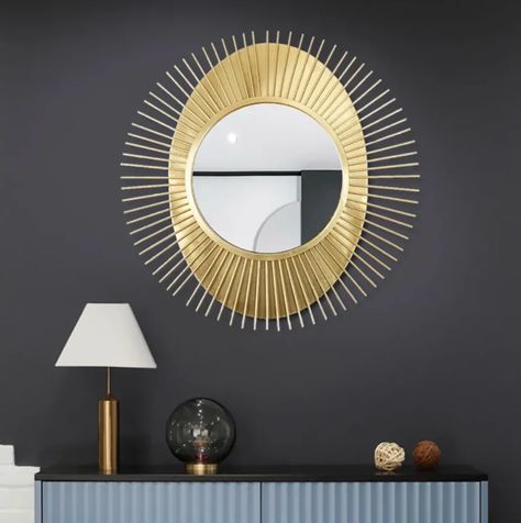 The 40 Best Home Shopping Websites For Style On A Budget Over Fireplace Decor, Mirror Wall Design, Spherical Mirror, Global Living Room, Wrought Iron Mirror, Decoration Hall, Bookcase Hack, Metal Wall Mirror, Gold Mirror Wall