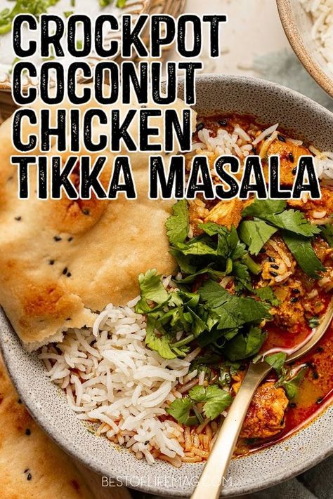 A crockpot coconut chicken tikka masala recipe is a delicious crockpot Indian dish that is perfect as an easy dinner recipe any night of the week. Crockpot Chicken Recipes | Chicken Dinner Recipes | Easy Dinner Recipes | Dump n Go Crockpot Recipes | Slow Cooker Chicken Recipes | Weeknight Dinner Recipes | Dinner Recipes with Chicken | Indian Food Recipes | Indian Food Crockpot Recipes | Slow Cooker Indian Recipes #crockpotrecipes #chickendinners via @amybarseghian Crockpot Recipes Slow Cooker Chicken, Crockpot Coconut Chicken, Coconut Chicken Tikka Masala, Slow Cooker Indian Recipes, Chicken Tikka Masala Crockpot, Crockpot Indian Recipes, Tikka Masala Crockpot, Food Crockpot Recipes, Crockpot Indian