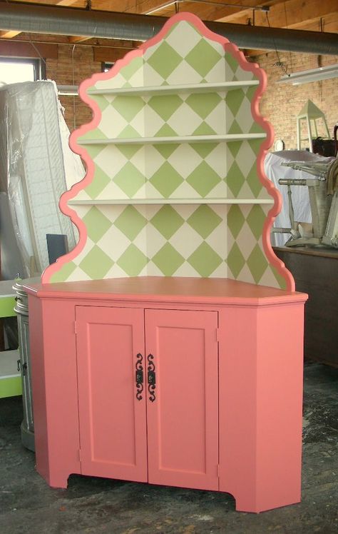 Pink Cabinet, Corner Hutch, Casa Vintage, Room Deco, Funky Furniture, Furniture Redo, Hand Painted Furniture, Cute Room Decor, Redo Furniture