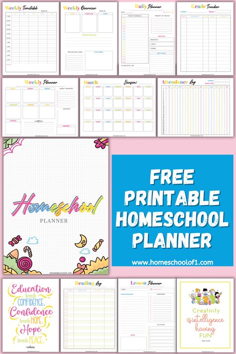 Free Printable Homeschool Planner: Stay On Tr Homeschool Planner Printable Free Unit Studies, Tracking Homeschool Hours, Homeschool Student Planner Printable, Free Digital Homeschool Planner, Homeschool Lesson Planner Printable Free, Free Printable Homeschool Schedule, Homeschool Tracking Sheets, Best Homeschool Planner, Homeschool Calendar Printables