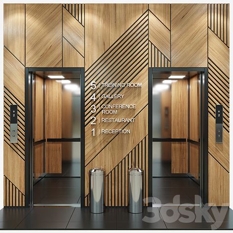 Lift Lobby Wall Design, Lift Lobby Design Commercial, Lift Wall Cladding Design, Entrance Lobby Design, Lift Wall, Lift Lobby Design, Elevator Lobby Design, Living Room Nordic Style, Elevator Interior