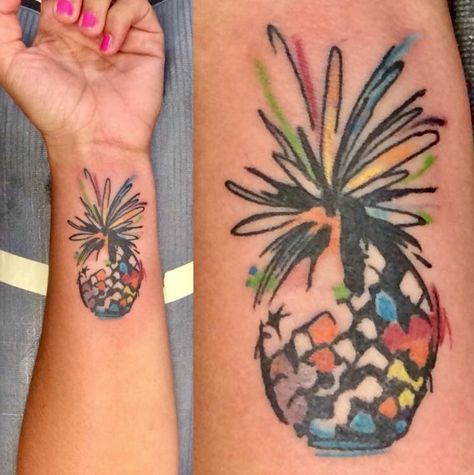 Pinapple Tattoos, Tropical Tattoo, Pineapple Tattoo, Kill Devil Hills Nc, Cross Tattoos For Women, Watercolor Pineapple, Cross Tattoo For Men, Palm Tree Tattoo, Hawaiian Tattoo