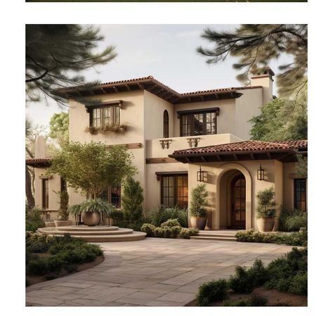 Home Colour Outside, Vintage House Exterior, Modern Spanish Farmhouse, Empty Nester House Plans, Spanish Style Home Interior, Tuscany Home, Retirement House Plans, Mission House, House Architecture Styles