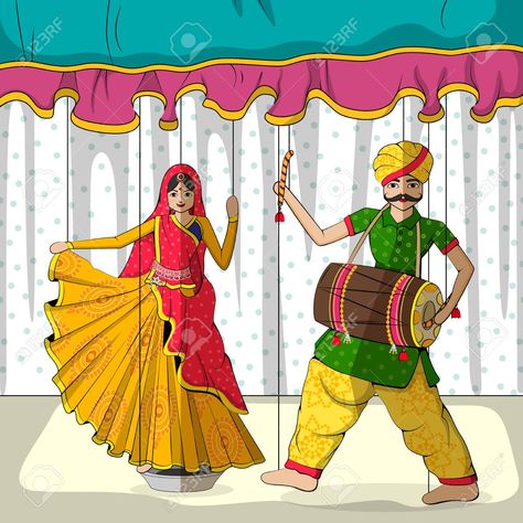 Vector design of colorful rajasthani puppet in indian art style - 59839716 Rajasthan Traditional Dress, Culture Of Rajasthan, Dress Drawing Easy, Namaste Art, Dance Of India, Rajasthani Painting, Rajasthani Art, Kutch Work Designs, Dancing Drawings