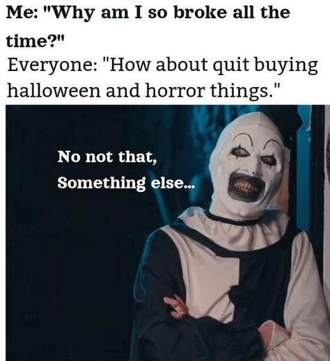 Horror Humor, Fall Humor, Scary Stories To Tell, Halloween Memes, Horror Lovers, Funny Horror, Halloween Movie, Movie Memes, Good Morning Funny