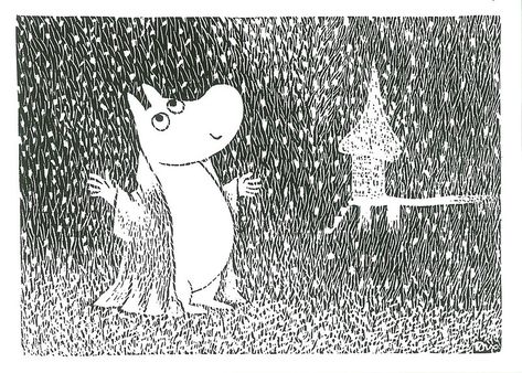 From Tove Jansson's book Moominland Midwinter - 1 availabl… | Flickr Moomin Books, Christmas Critters, Moomin Valley, Winter Illustration, Tove Jansson, Childhood Books, Hur Man Målar, Letterpress Cards, Children's Book Illustration