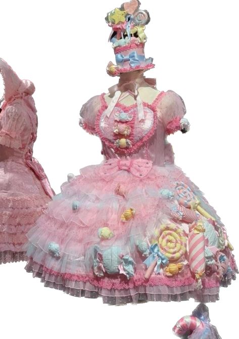 Candy Theme Dress, Candy Inspired Outfits, Dessert Clothing, Candyland Couture, Circus Core, Clowncore Fashion, Candy Outfit, Candy Fashion, Candy Clothes