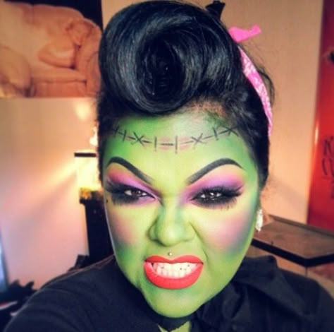 Girl Frankenstein makeup Moana Halloween, Moana Halloween Costume, Frankenstein Makeup, Diy Girls Costumes, Bride Of Frankenstein Costume, Frankenstein Costume, Halloween Makeup Diy, Face Paints, Fun Makeup