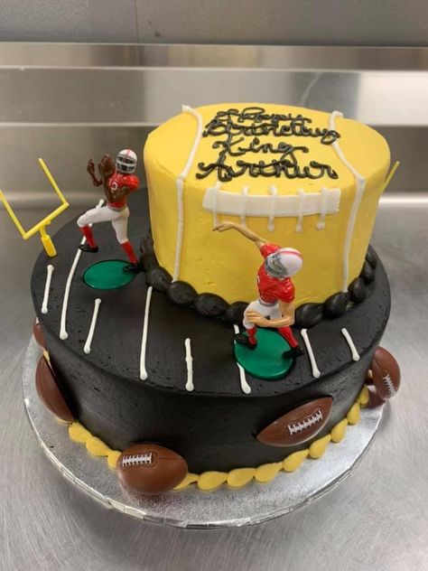 Football Tiered Cake, Football Cakes, Football Cake, Tier Cake, Tiered Cakes, Birthday Cake, Football, Cake, Birthday