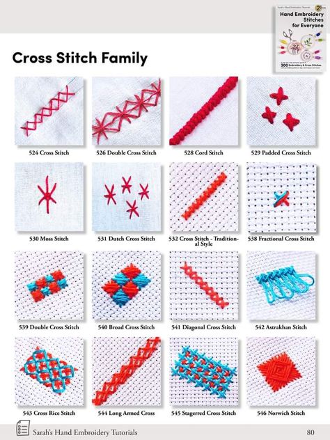 Stiching Pattern Embroidery, Types Of Embroidery Stitches With Names, Types Of Embroidery Stitches, Stitch Family, Cross Stitch Family, Cross Stitch Beginner, Basic Hand Embroidery Stitches, Simple Hand Embroidery Patterns, Embroidery Lessons