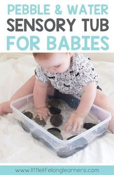 Water and pebbles sensory activity; always a great combination for a baby. Baby Play Ideas, Sensory Tub, Activities For Babies, Baby Sensory Play, Baby Sitting, Baby Play Activities, Sensory Ideas, Baby Activity, Montessori Baby