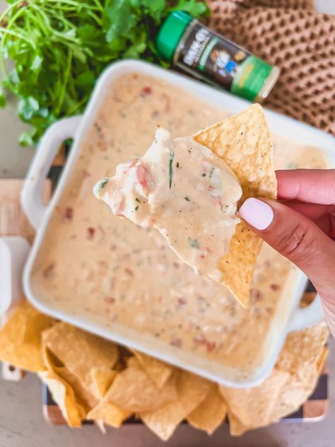 How to Make a Creamy Chicken Queso Dip Your Guests Will Love! Pull Apart Pizza Muffins, Chicken Queso Dip, Best Queso Dip, Gorgonzola Dip, Chicken Gorgonzola, Chicken Queso, Caramel Candies Recipe, Easy Creamy Chicken, Savory Dips