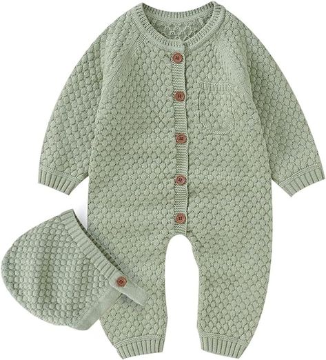 Amazon.com: mimixiong Cotton Baby Romper Newborn Baby Knitted Clothes Longsleeve Sweater Outfit for Boy and Girls with Warm Hat Set: Clothing, Shoes & Jewelry Baby Knitted Clothes, Knitted Baby Outfits, Knitted Clothes, Going Home Outfit, Sweater Outfit, Styling Inspiration, Lifestyle Newborn, Hat Set, Baby Warmer