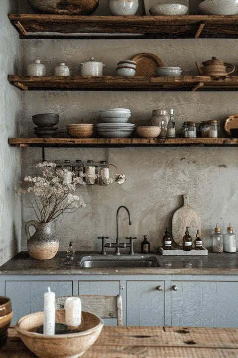 29 Wabi Sabi Apartment Ideas 3 Human Imperfection, Wabi Sabi Apartment, Wabi Sabi Kitchen, Wabi Sabi House, Wabi Sabi Living, Nature Kitchen, Woodland Home Decor, Wabi Sabi Interior, Wabi Sabi Decor