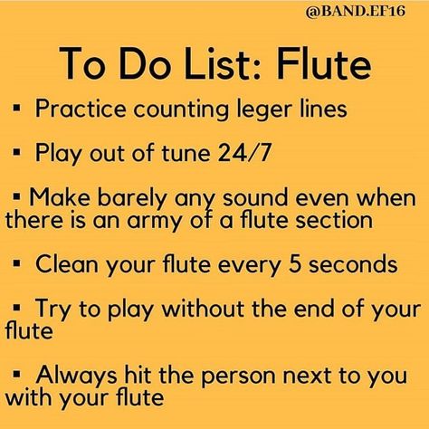 Musical Memes on Instagram: “True true -NootOnAFlute🐧 #baritone #clarinet #BD #pit #band #bandmemes #bandnerds #percussion #bandfunny #flute #trumpet #bandrelateable…” Funny Band Jokes Flutes, Flute Memes So True, Flute Band Memes, Marching Band Humor Flute, Flute Memes Funny, Flute Humor, Band Memes Funny, Flute Jokes, Flute Memes