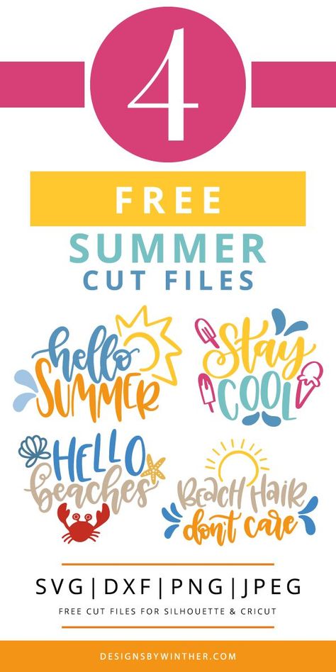 Summer Svg Files Free, Free Summer Svg Files For Cricut, Summer Svg Free, Cricut Svg Files Free, Summer Diy Projects, Cricut Supplies, Svg Summer, Cricut Projects Beginner, Summer Svg