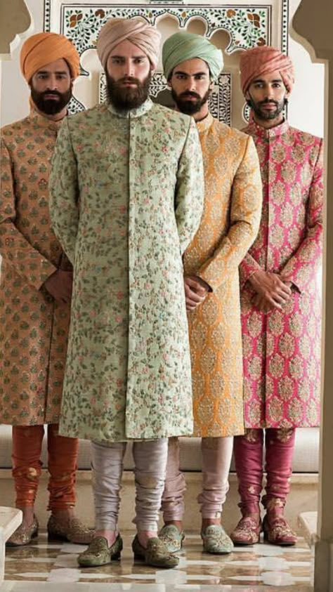 Sabyasachi Wedding Attire Men Indian, Sabyasachi Men, Orang India, Indian Groom Dress, Indo Western Sherwani, Sherwani For Men Wedding, Groom Dress Men, Indian Groom Wear, Wedding Dresses Men Indian