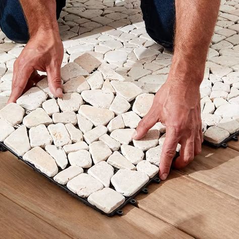 Stone Decking, Tile Hacks, Winter Throw Blanket, Decking Tiles, Driftwood Chandelier, Cool Teen Bedrooms, Green Kitchen Designs, Kmart Hacks, Stone Deck