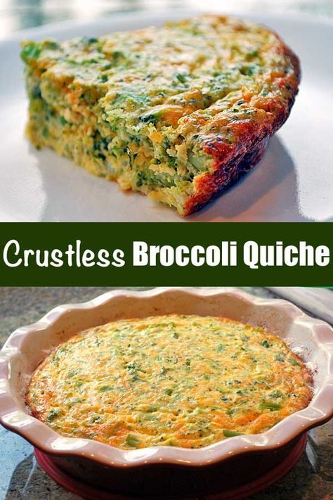 Delicious crustless broccoli quiche makes a quick meatless dinner and is also perfect as a healthy lunch. It's tasty, filling, low carb and gluten free! #keto #ketorecipes #lowcarb #lowcarbrecipes #glutenfree #glutenfreerecipes #lunch #lunchideas #quiche #broccoli #healthyrecipes Crustless Broccoli Quiche, Broccoli Quiche Recipes, Quiche Recipes Healthy, Quiche Recipes Crustless, Broccoli Quiche, Quiche Recipes Easy, Meatless Dinner, Meatless Mondays, Quiche Recipe