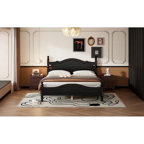 House of Hampton® Kaizlynn Scalloped Bed | Wayfair Wood Platform Bed Frame, Wooden Platform Bed, Gothic Elegance, Queen Size Platform Bed, Solid Wood Platform Bed, Wood Bed Frame, Queen Bed Frame, Bedroom Redo, Wood Platform Bed