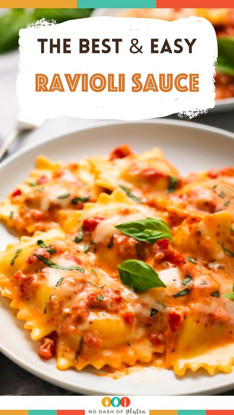 Easy Ravioli Sauce Ravioli Tomato Cream Sauce, Meat Ravioli Sauce, Tomato Sauce For Ravioli, Simple Ravioli Sauce, Ravioli Sauce Recipe Easy, Cheese Ravioli Sauce Recipe, Sausage Ravioli Sauce, Best Ravioli Sauce, Beef Ravioli Sauce