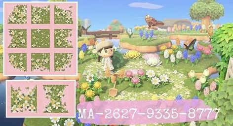 acnh patterns and designs ! op Instagram: "Spring path with white flowers 🍃 • • 🌟Credit : Found on Printerest • • 🌸These designs are not created by me, creators are always mentioned…" Acnh Papers On The Ground, Springcore Animal Crossing, Fairy Acnh, Acnh Moodboard, Acnh Springcore, Grass Path, Acnh Custom Designs, Pokemon Crystal, Flower Path