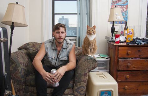 David Williams - Man in Chair with Cat Man And Cat, Alexander Yakovlev, Man With Dog, Crazy Cat Man, Men With Cats, David Williams, Cat Ownership, Touching Photos, Dog People