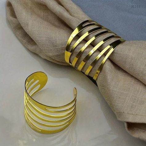 Strip Metal - Temu Dinner Design, Craft Holder, Gold Napkin Rings, Buckle Holder, Napkin Rings Wedding, Metal Napkin Rings, Dinner Party Decorations, Dining Table Decoration, Silver Napkin Rings