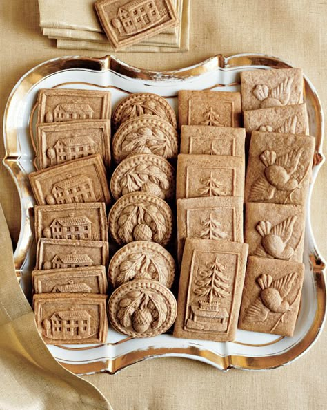 Speculaas Cookies (Traditional Dutch Christmas/Sinterklas Cookie) - Martha Stewart Recipes Wrapping Baked Goods For Gifts, Stamp Cookies Recipe, Freezable Cookies, Assorted Biscuits, Christmas Hosting, Ms Recipes, Traditional Christmas Cookies, Resepi Biskut, German Cookies