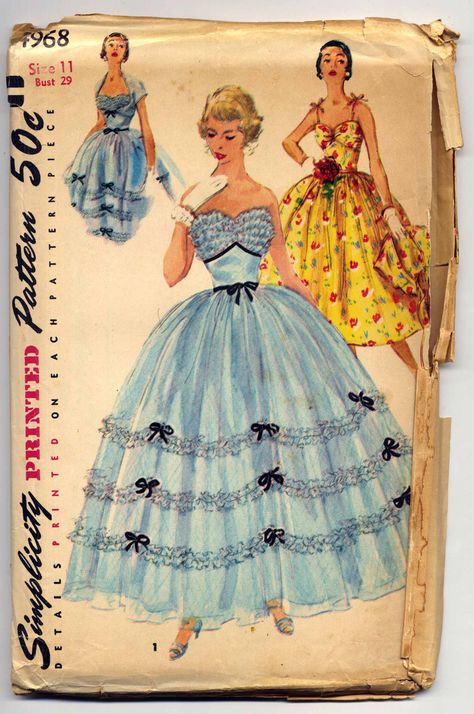 Dress Patterns Formal, Vintage Dress Patterns 1950s, Sewing Dress Patterns, 1950 Vintage Dresses, Formal Dress Patterns, Evening Dress Patterns, Sewing Dress, Simplicity Dress, Trendy Sewing